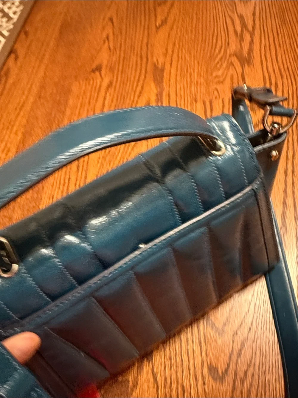 Michael Kors Teal Quilted Leather Crossbody Bag with Gold Hardware